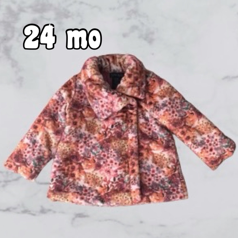 Cynthia Rowley Girls Plush Floral Coat w/FREE First Impressions Dog Shirt , 24m